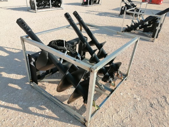 Unused Greatbear Skid Steer Auger Attachment with (3) Different Sizes Bits