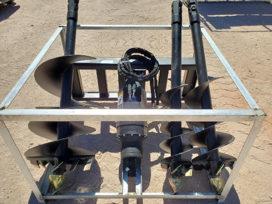 Unused Greatbear Skid Steer Auger Attachment with 3 digging bits 10'' 13'' 20''