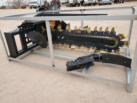 Unused Greatbear Trencher, Skid Steer Attachment