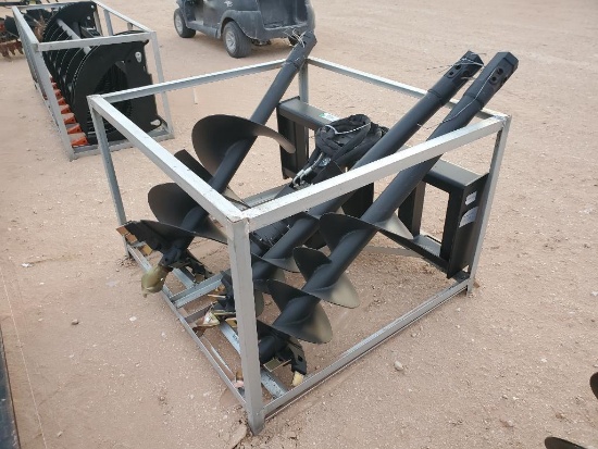 Unused Greatbear Skid Steer Auger Attachment w/ (3) Augers 10'' 13'' 20''