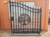 Unused Greatbear 14ft Iron Gate with artwork ''TREE '' in the Middle Gate Frame