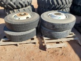 (4) Truck Wheels w/Tires 11 R 22.5