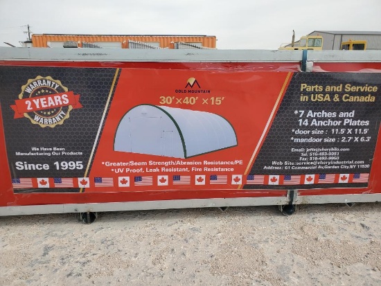 Unused Gold Mountain Dome Shelter 30' x 40' x 15'