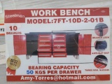 Unused Steelman 7Ft Work Bench w/ 10 Drawers 2 Cabinets