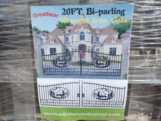 Unused Greatbear 20Ft Gate w/ Deer Artwork in middle of Gate Frame