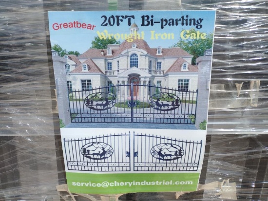 Unused Greatbear 20Ft Gate w/ Deer Artwork in middle of Gate Frame