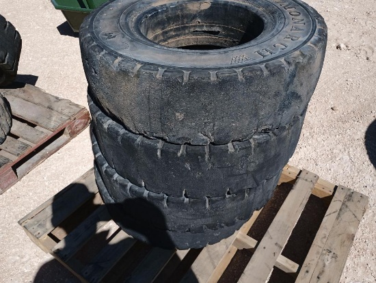 (4) Solid Rubber Forklift Tires 8.25-15