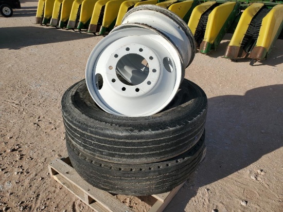 (2) Truck Wheels w/Tires 11R24.5