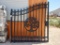 Unused Greatbear 14ft Iron Gate with artwork '' Tree '' in the Middle Gate Frame