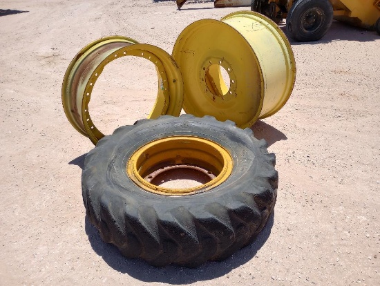 (3) Tractor Wheels/ (1) Grader Wheel w/ Tire