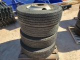(4) Truck Wheels w/Tires 275/80R22.5