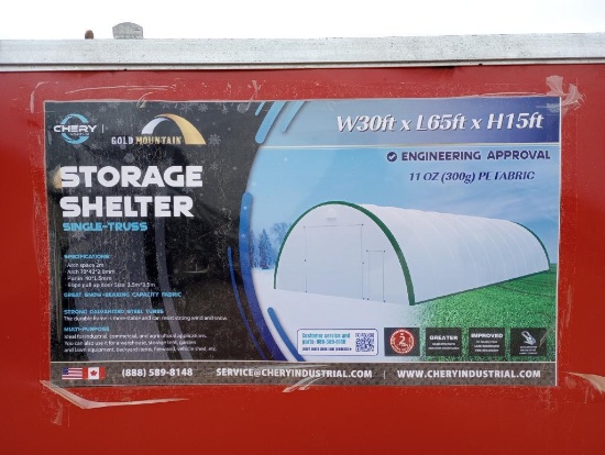 Unused Gold Mountain Storage Shelter W30ft x L65ft x H15ft