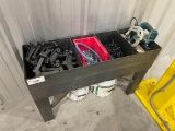 Metal Bins with Misc Trailer Axle Parts