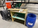 Shop Fan, 2 Wooden Cabinets and Misc Tools