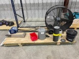 Pallet with Shop Fan and Other Misc Items