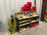 Cabinet with Makita Tools, Extension Cords and Misc Parts and Supplies