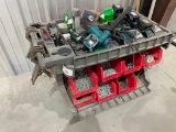 Tool Cart with Makita Tools and Batteries, Misc Metal Screws