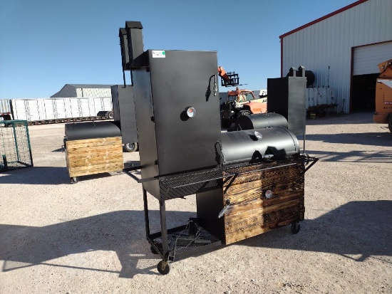 40" BBQ Pit w/ Vertical Smoker and Indirect Heating Box