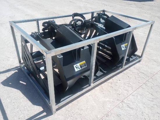Unused 72" Double Hydraulic Cylinder Rock & Brush Grapple Bucket