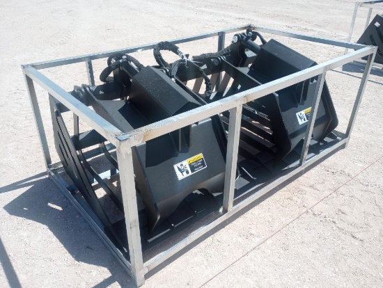 Unused 72" Double Hydraulic Cylinder Rock & Brush Grapple Bucket