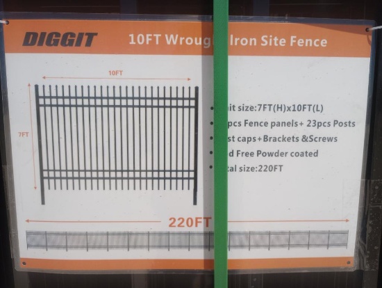 (22) pcs of Unused Diggit 10Ft Wrought Iron Site Fence
