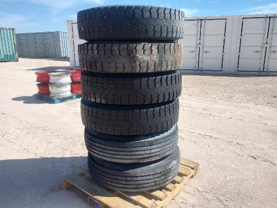 (6) Truck Wheels w/Firestone Tires 12 R 22.5 16PR