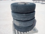 (4) Truck Wheels w/Tires 11 R 22.5