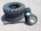 (2) Tractor Tires 12.5 / 80-18, (3) Small Wheels w/Tires