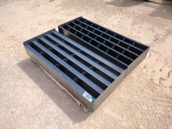 (2) 4Ft Unused Metal Bolt Bins (1) w/32 Bins (1) w/16 Bins