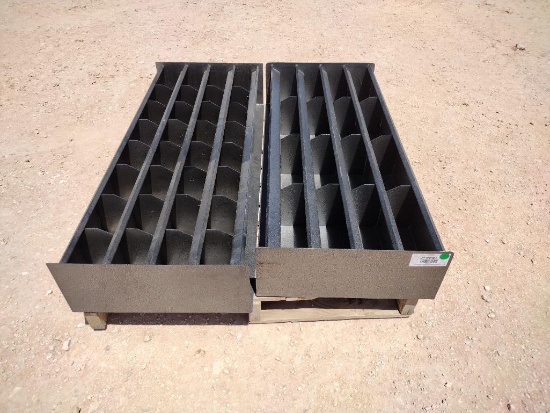 (2) 4Ft Unused Metal Bolt Bins (1) w/32 Bins (1) w/16 Bins