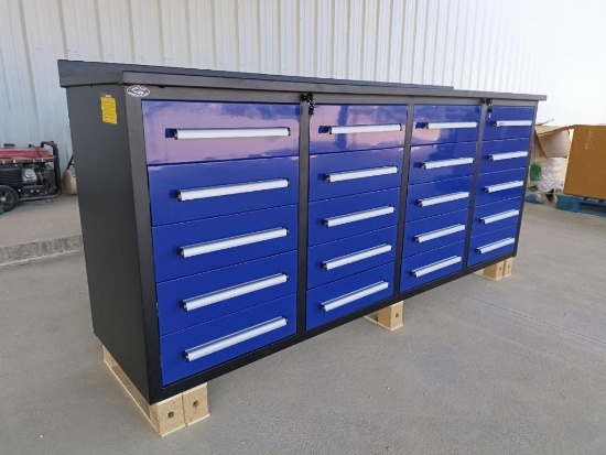 Unused 7Ft 20 Drawers Stainless Steel Workbench