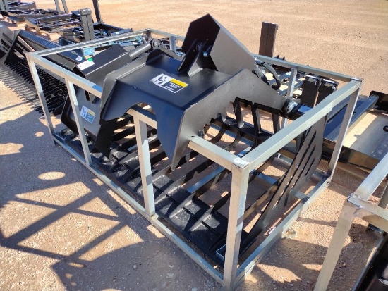 Unused 72" Double Hydraulic Cylinder Rock & Brush Grapple Bucket