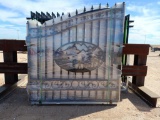 (1 Set) Unused Greatbear 14ft Bi-Parting Wrought Iron Gate with ''DEER '' Artwork in the Middle Gate