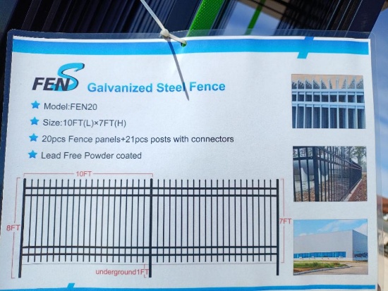 (20) pcs of Unused 10Ft x 7Ft Galvanized Steel Fencing