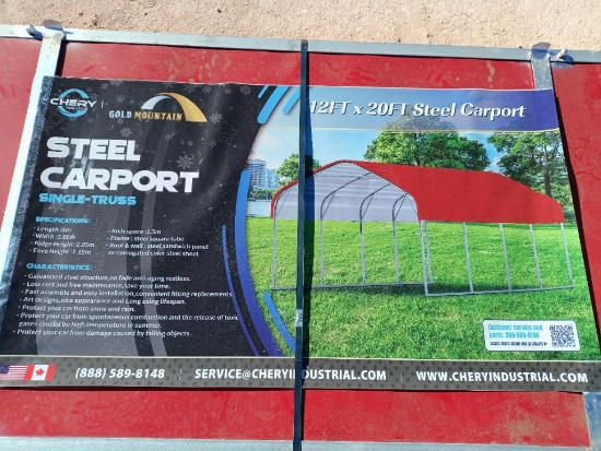 Unused Chery 12ft x 20ft Steel Carport