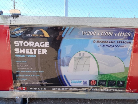 Unused Gold Mountain Storage Shelter W20ft x L30ft x H12ft