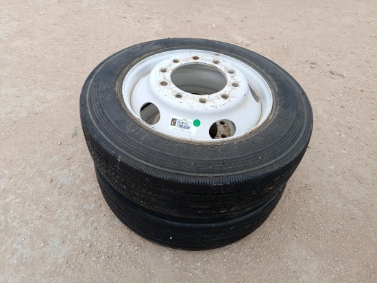 (2) Truck Wheels/Tires 255/70 R 22.5