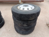 (4) Alcoa Aluminum Truck Wheels/Tires 11 R 24.5