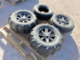 (4) Sand Stripper Tires w/(3) Polaris Wheels