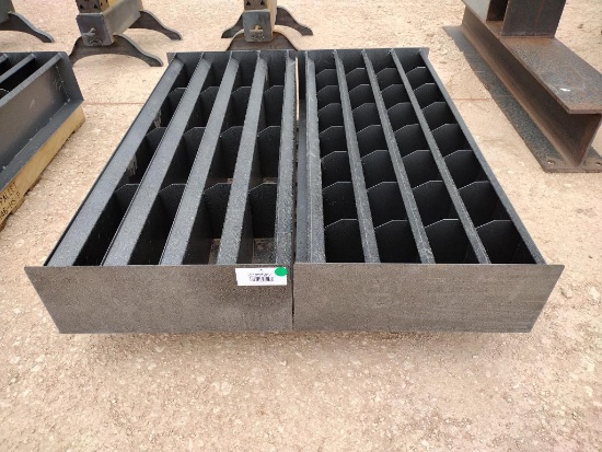 (2) 4Ft Unused Metal Bolt Bins (1) w/32 Bins (1) w/16 Bins