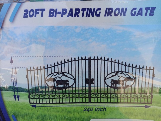(3 Sets) Unused Chery 20ft Bi-Parting Iron Gates