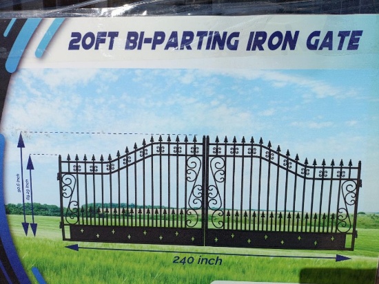 (3 Sets) Unused Chery 20ft Bi-Parting Iron Gates
