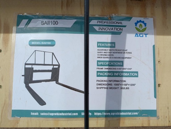 Unused AGT SAII100 Pallet Forks (Skid Steer Attachment)