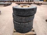 (4) Truck Wheels w/Tires 11 R 22.5