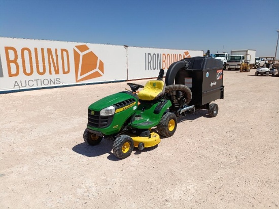 John Deere D105 Riding Mower w/Agri Fab Mow-N-Vac Cart