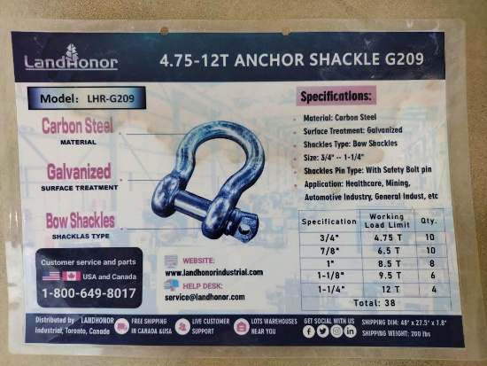 Unused 4.75-12T Landhonor G209 Anchor Shackles