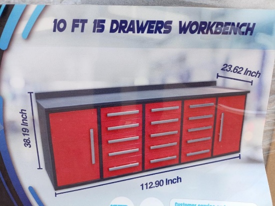 Unused 10Ft 15 Drawers Workbench/ Tool Chest