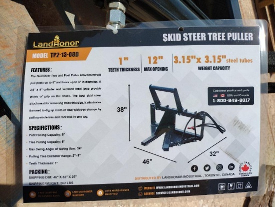 Unused Landhonor TP2-13-08D Skid Steer Tree Puller