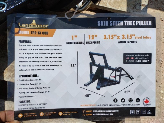 Unused Landhonor TP2-13-08D Skid Steer Tree Puller