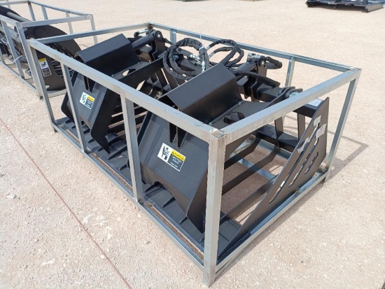 Unused 72" Double Hydraulic Cylinder Rock & Brush Grapple Bucket